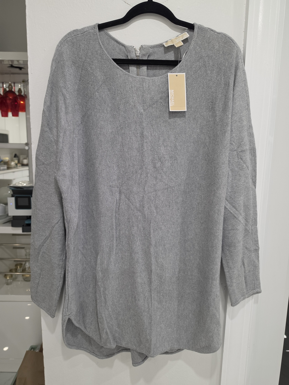 Michael Kors Light Gray Ribbed Knit Top with Tag